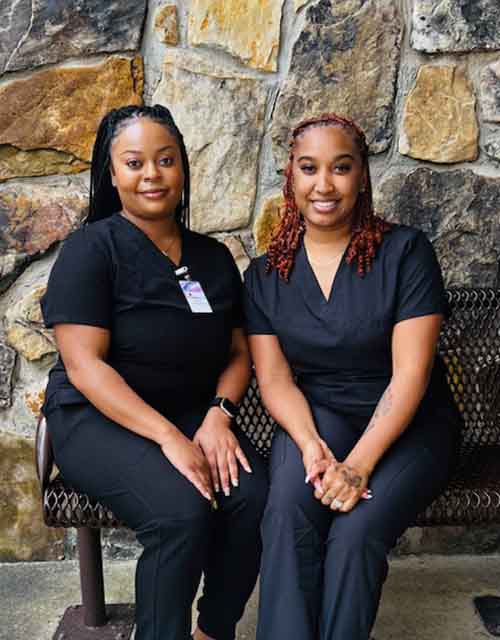 Stark Avenue Location:
Front Desk: Briana (right)
Nursing: Ayana (left)